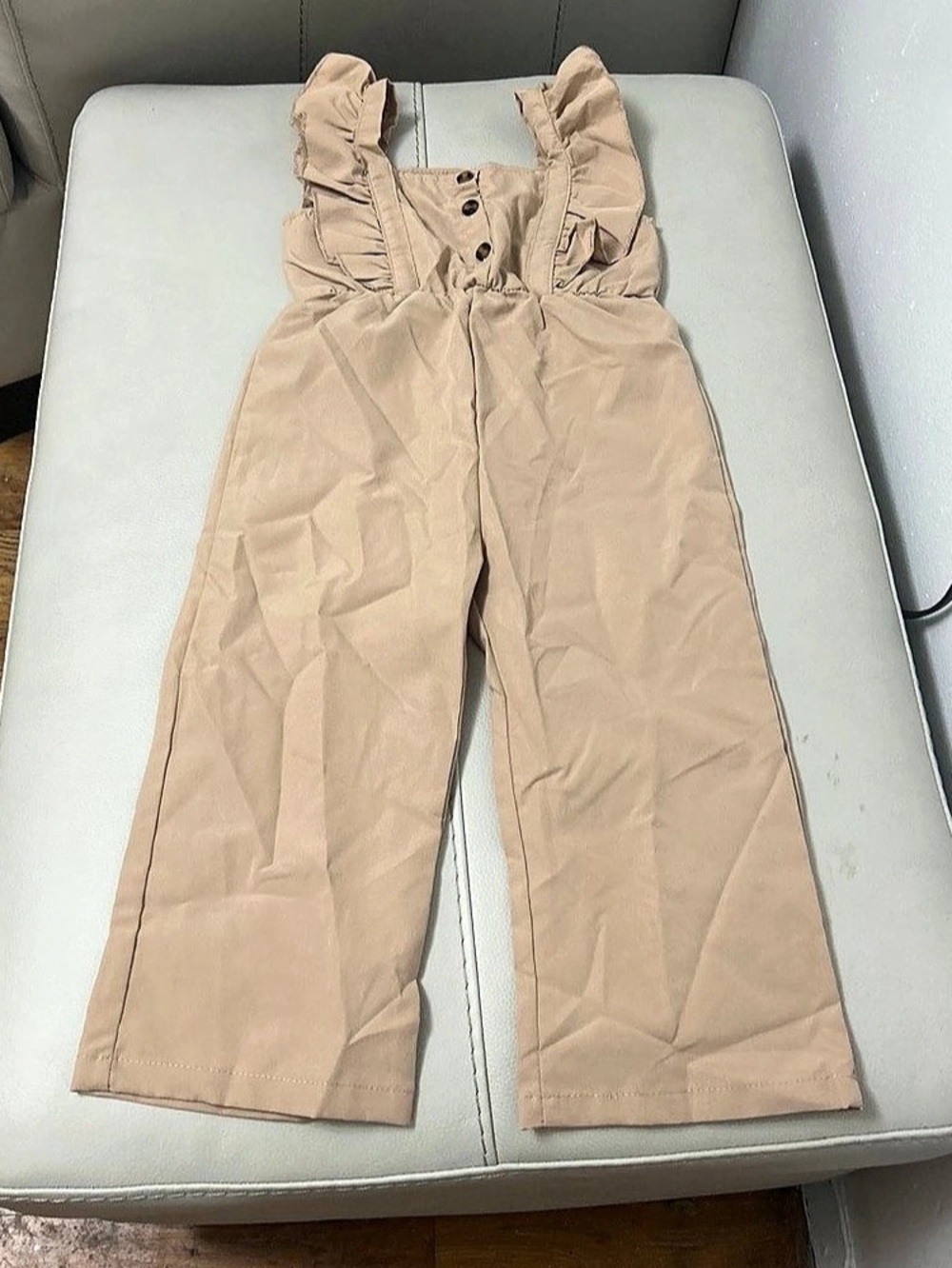 Kids Ruffle Strap Jumpsuit in Brown